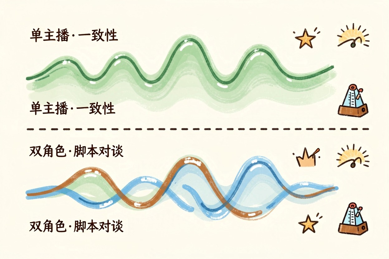 配图3双轨流程：单播与对谈