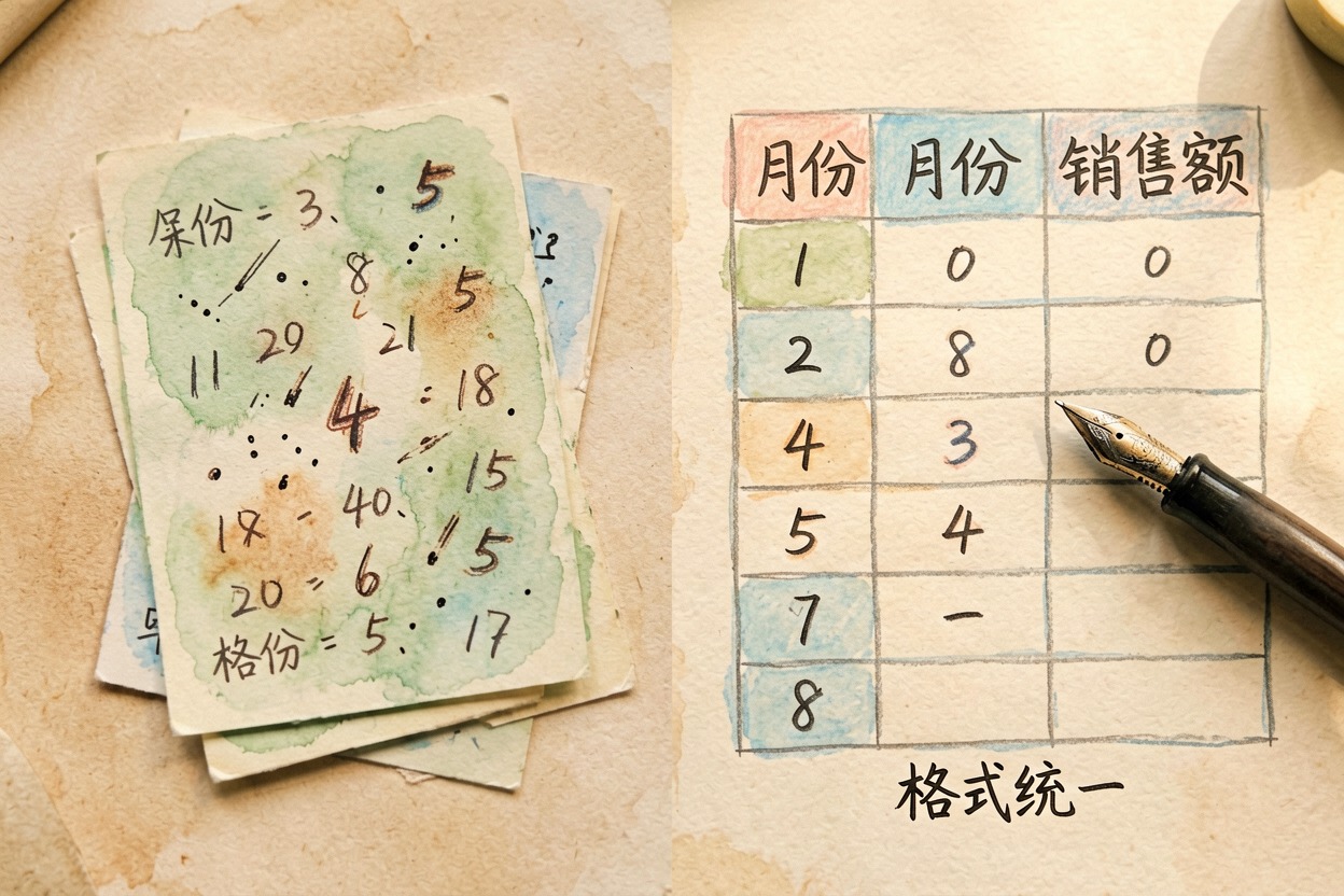 配图2数据整理成规整表格