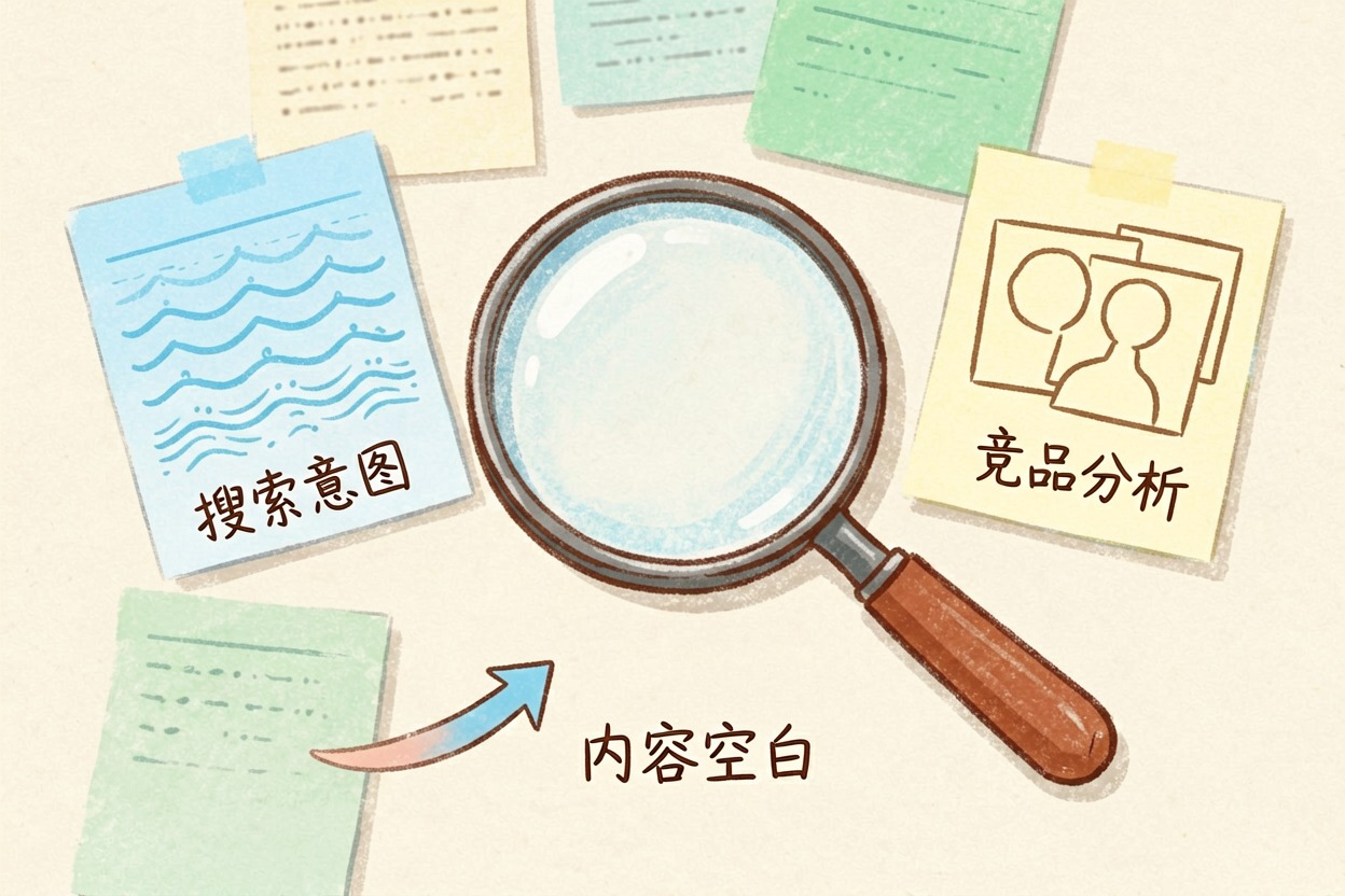 配图1选题调研与关键词挖掘