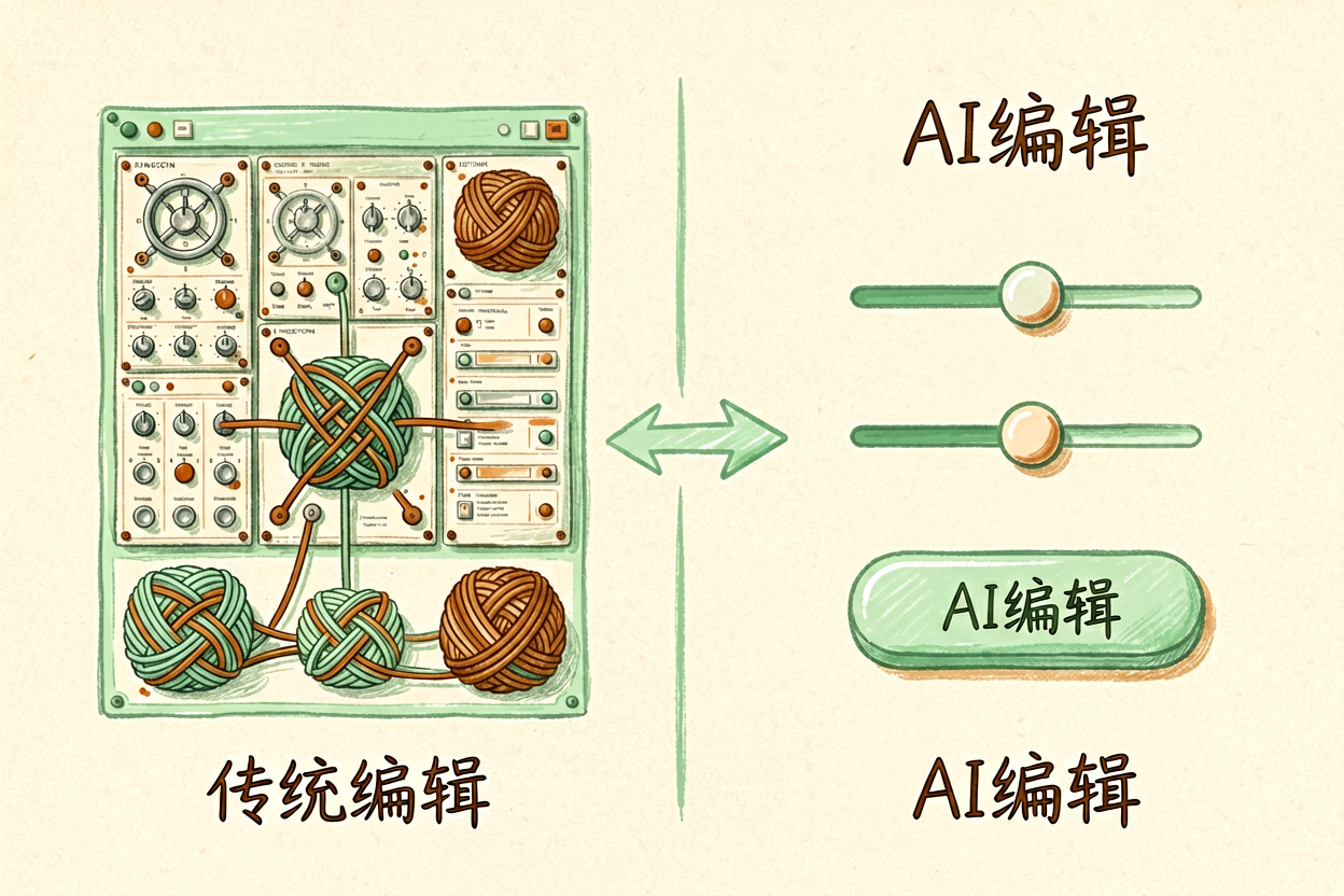 配图1传统编辑与AI编辑对比