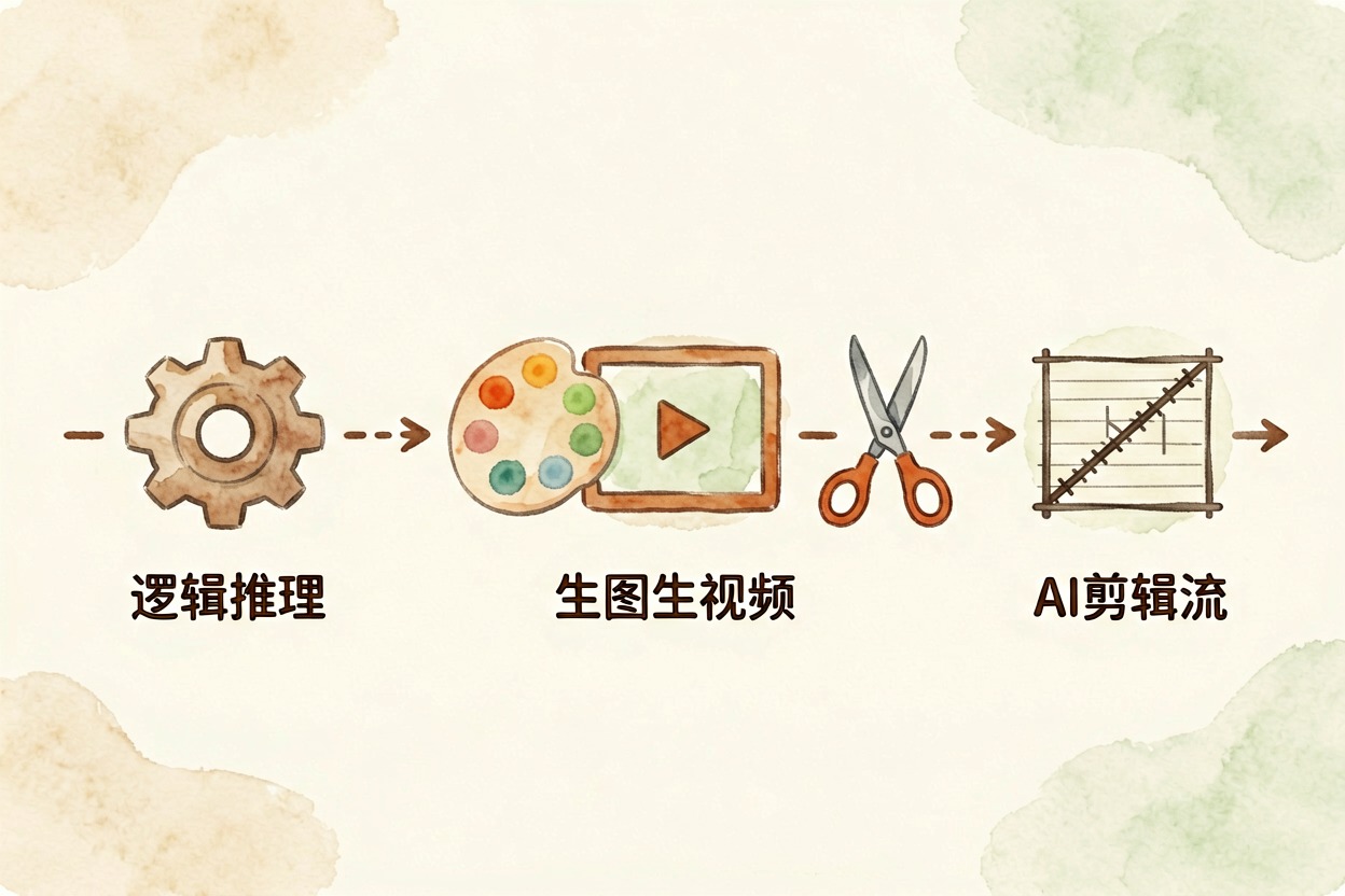 配图4推理生图与剪辑工作流