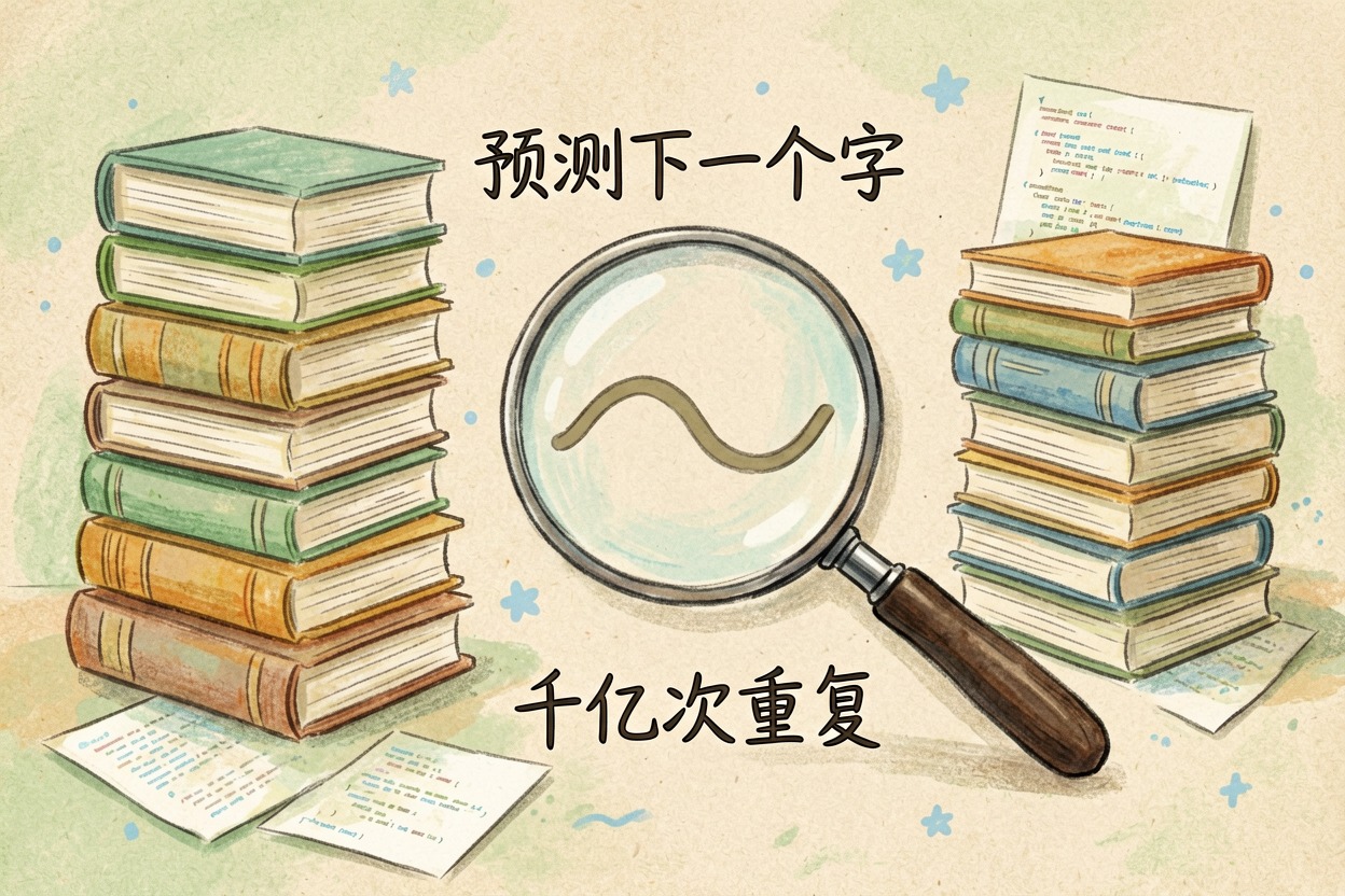 配图1预训练：猜下一个字