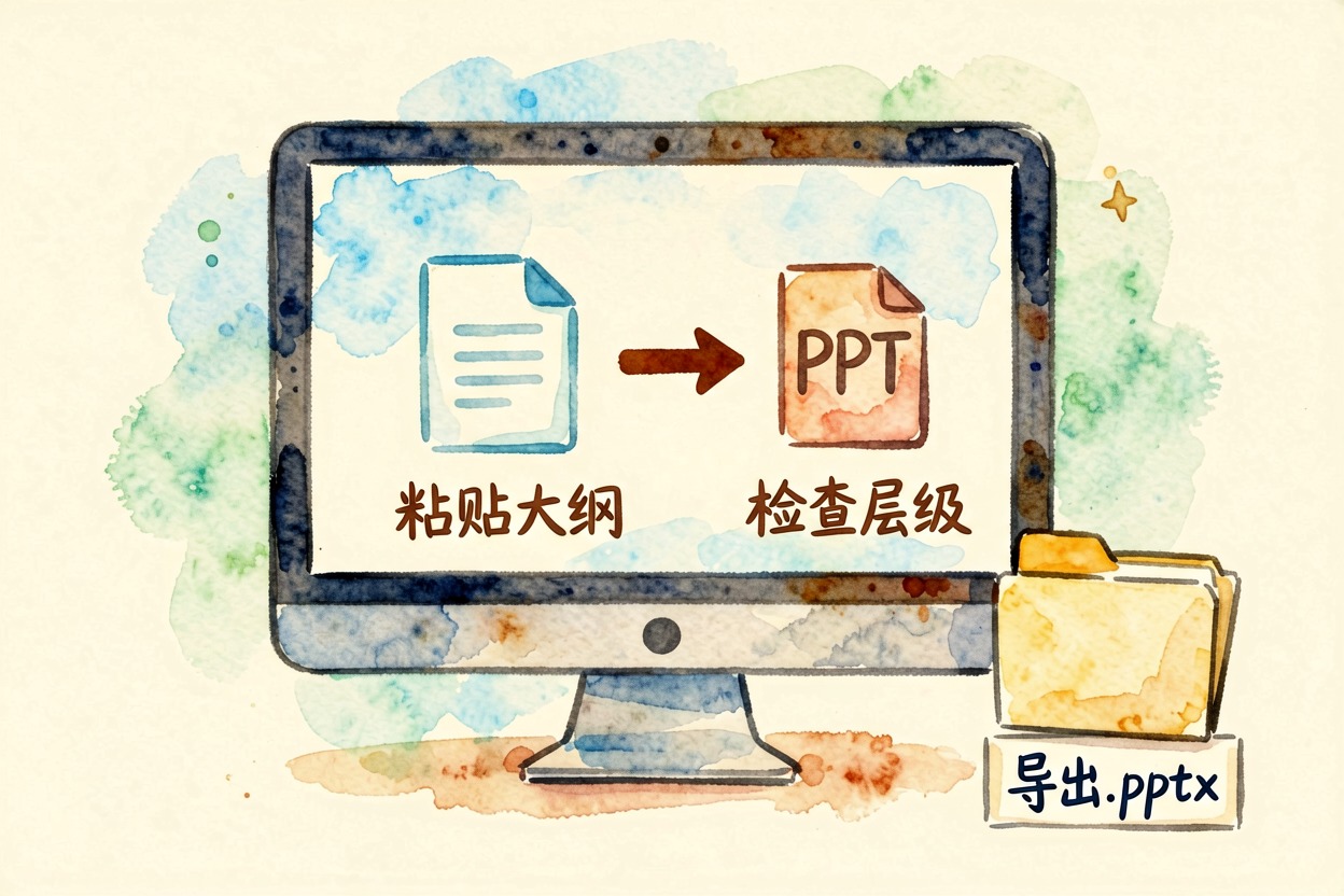 配图3导入大纲到 AI PPT 工具
