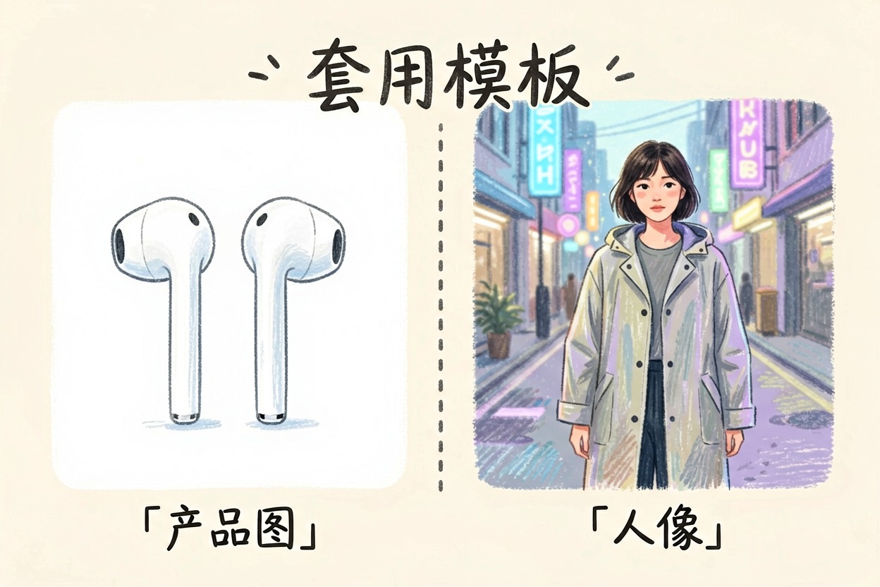 配图3模板示例：产品图与电影感人像