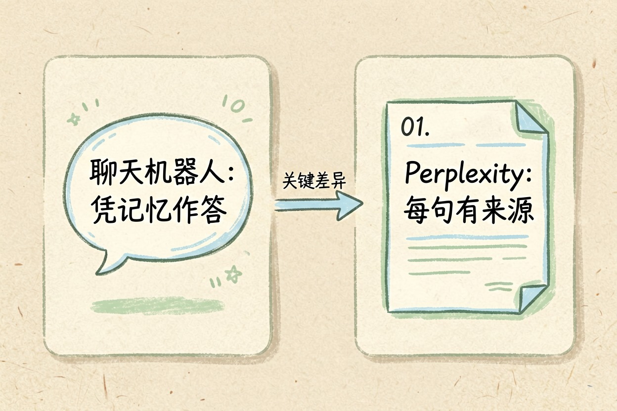 配图1Perplexity 与聊天机器人的区别