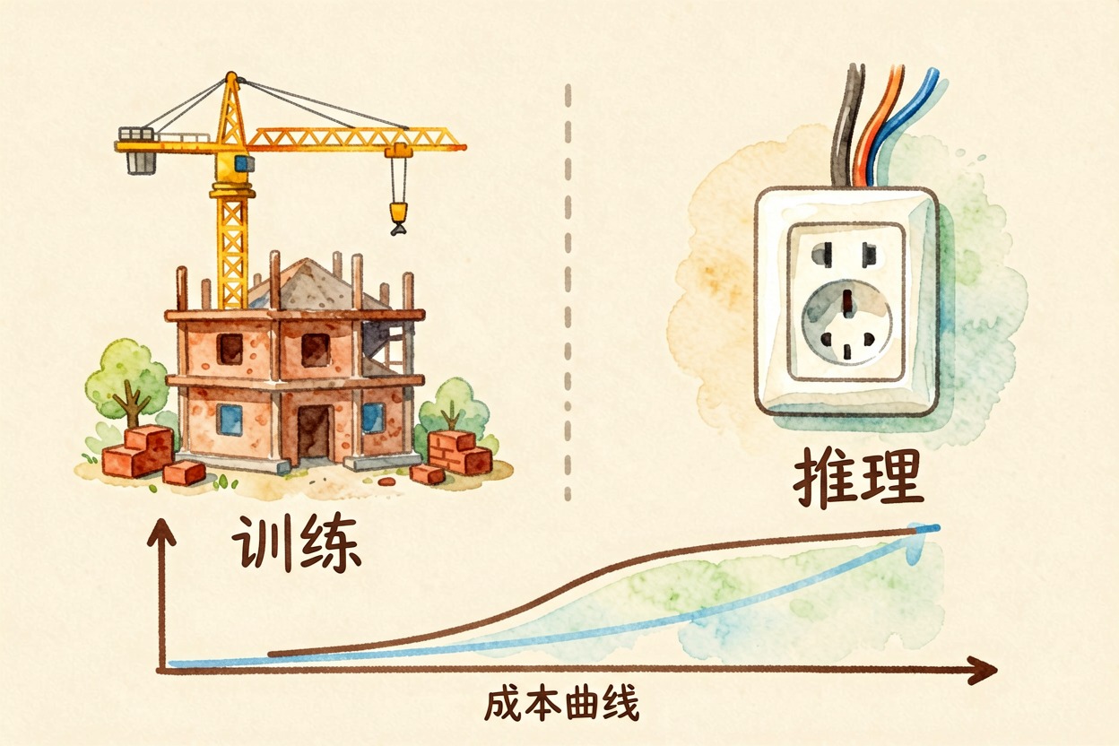 配图2训练与推理：盖楼与用电