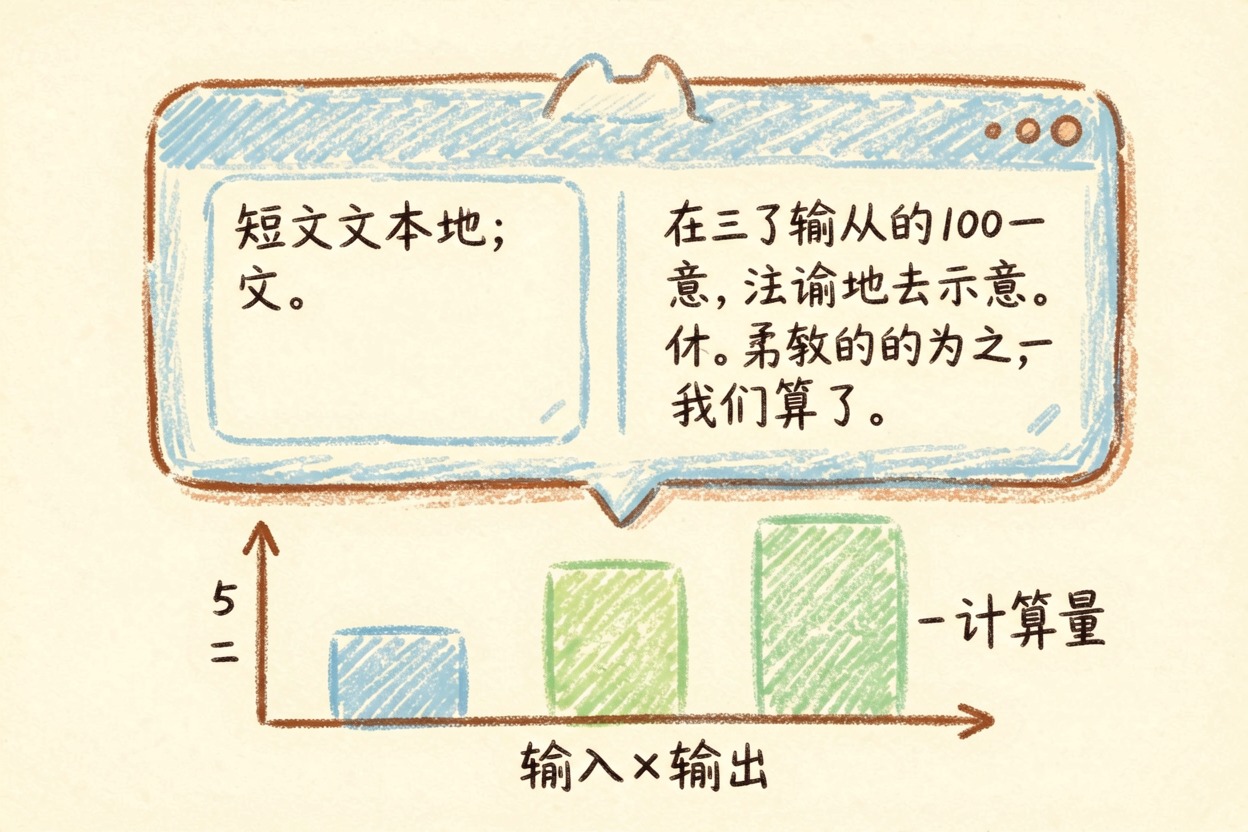 配图3输出越长，计算越多
