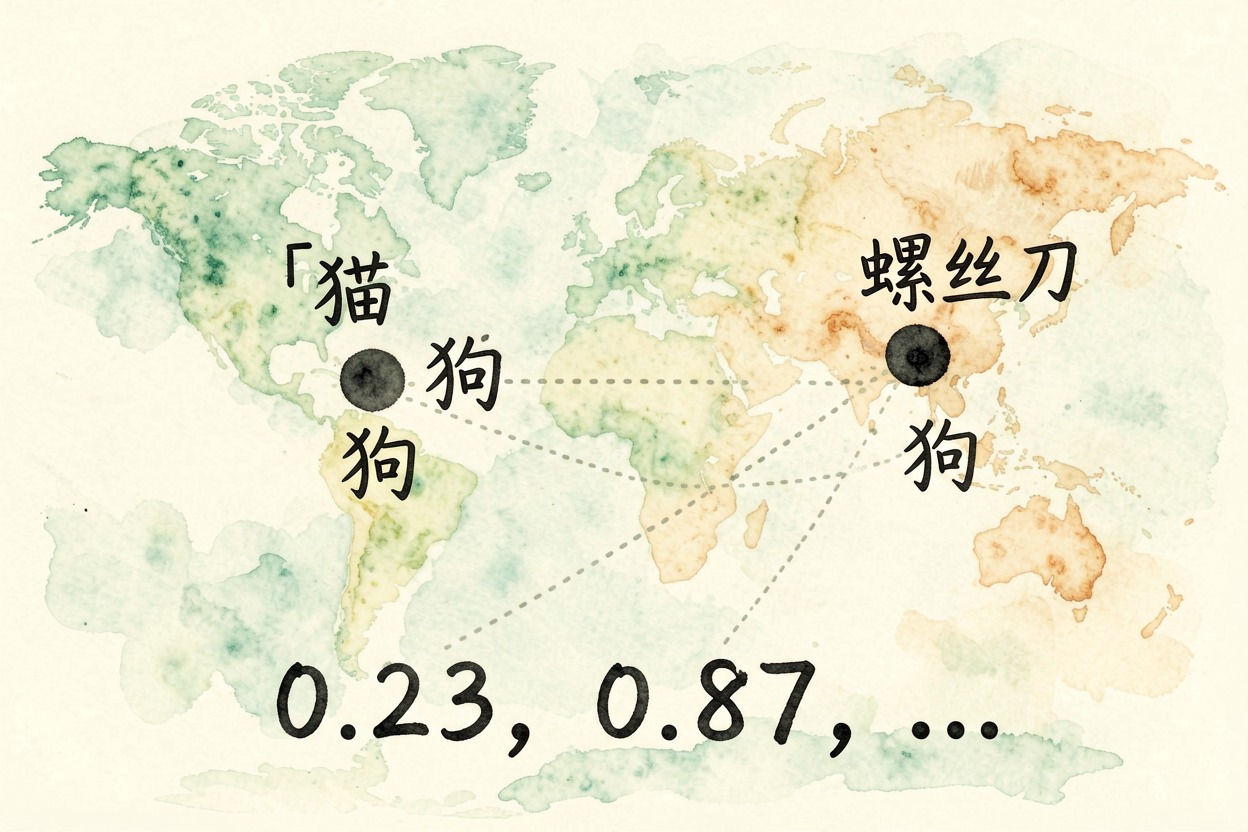 配图1语义空间里的坐标