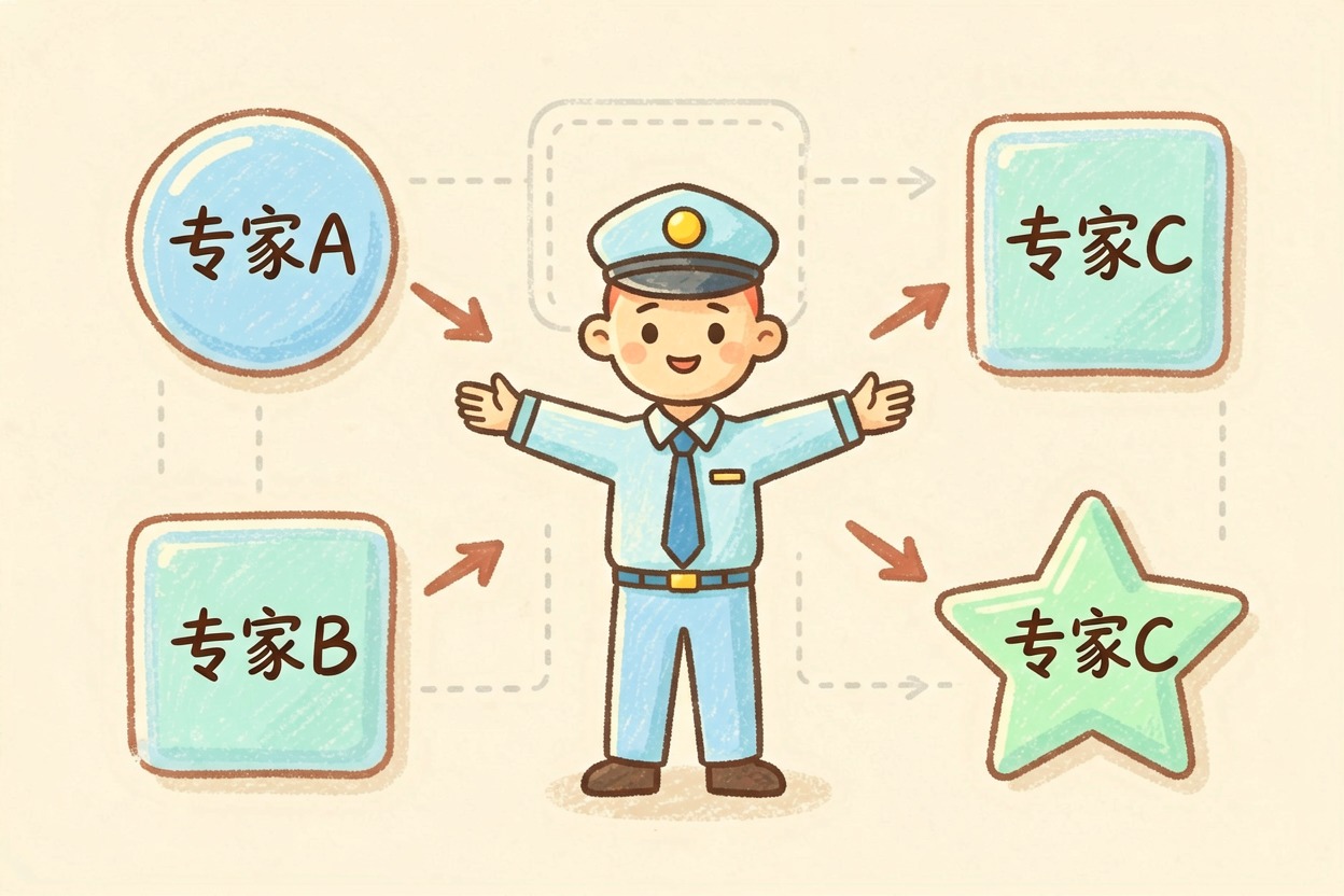 配图1调度器与专家分工