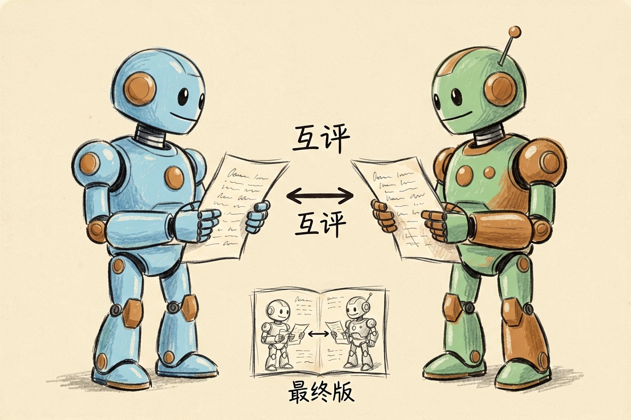 配图3互评模式：互相挑错合并