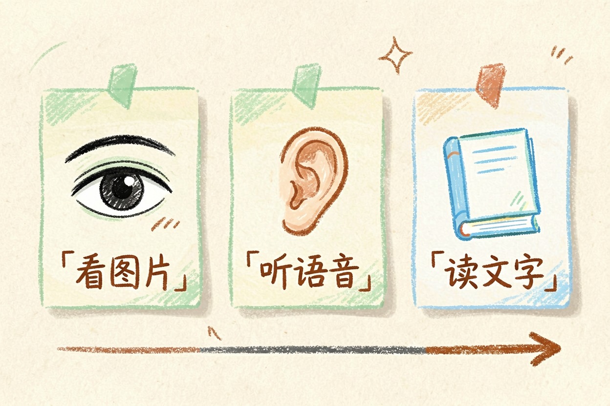 配图1一句话解释：能看能听能读