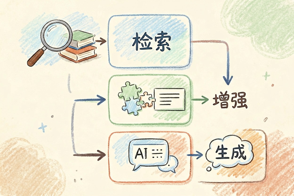 配图2RAG 三步走：检索·增强·生成